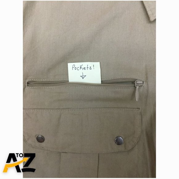 Adolfo Sport Mens Shirt Size M Tan Long Sleeves Collared Button Down Front Pocke - Picture 5 of 13